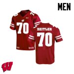 Men's Wisconsin Badgers NCAA #70 Kevin Zeitler Red Authentic Under Armour Stitched College Football Jersey QS31I88DS